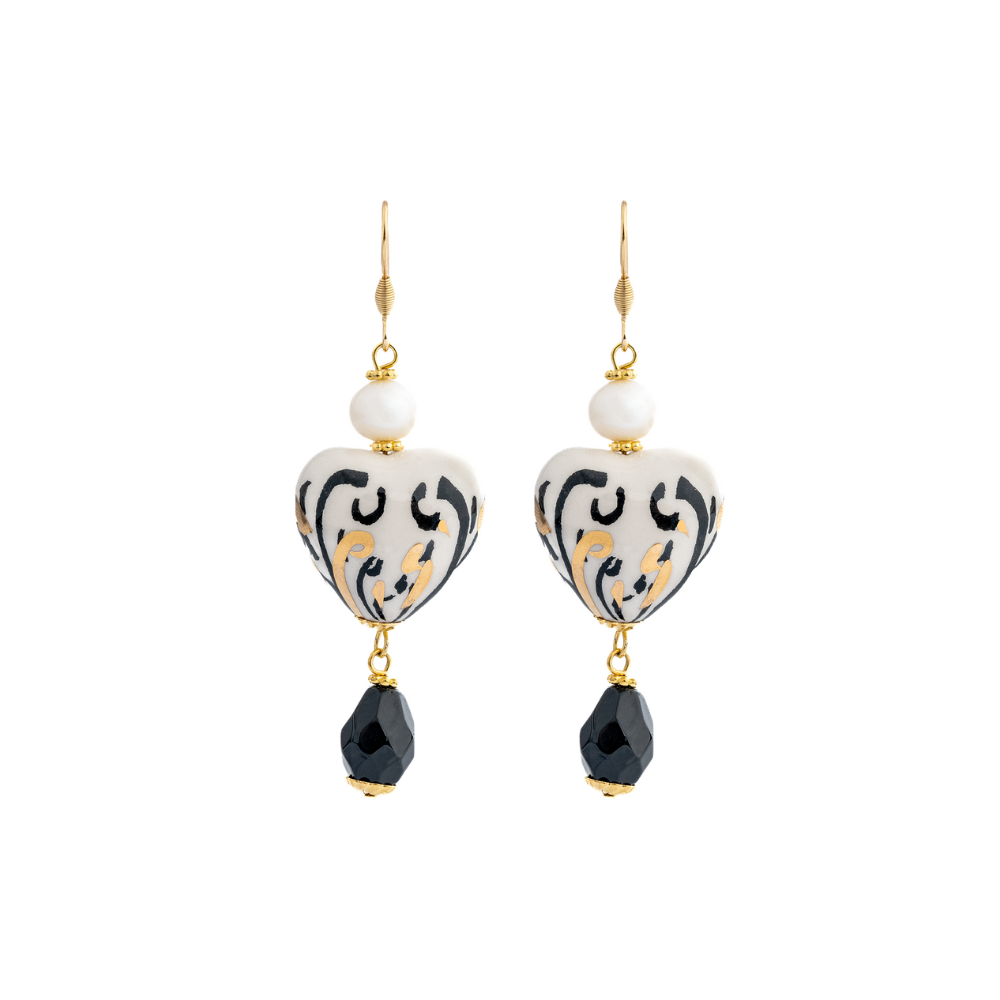 Clip on - Orecchini a clip con cuore in oro e cristalli Clip on - Orecchini a clip con cuore in oro e cristalli