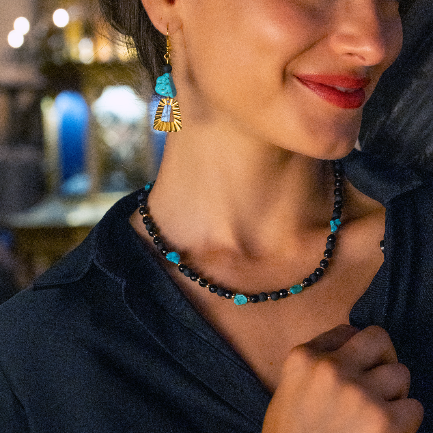 Collana pietre dure turchese image 1